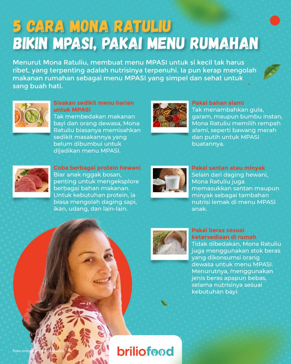 8 Trik bikin MPASI antiribet ala Mona Ratuliu, serba menu rumahan
