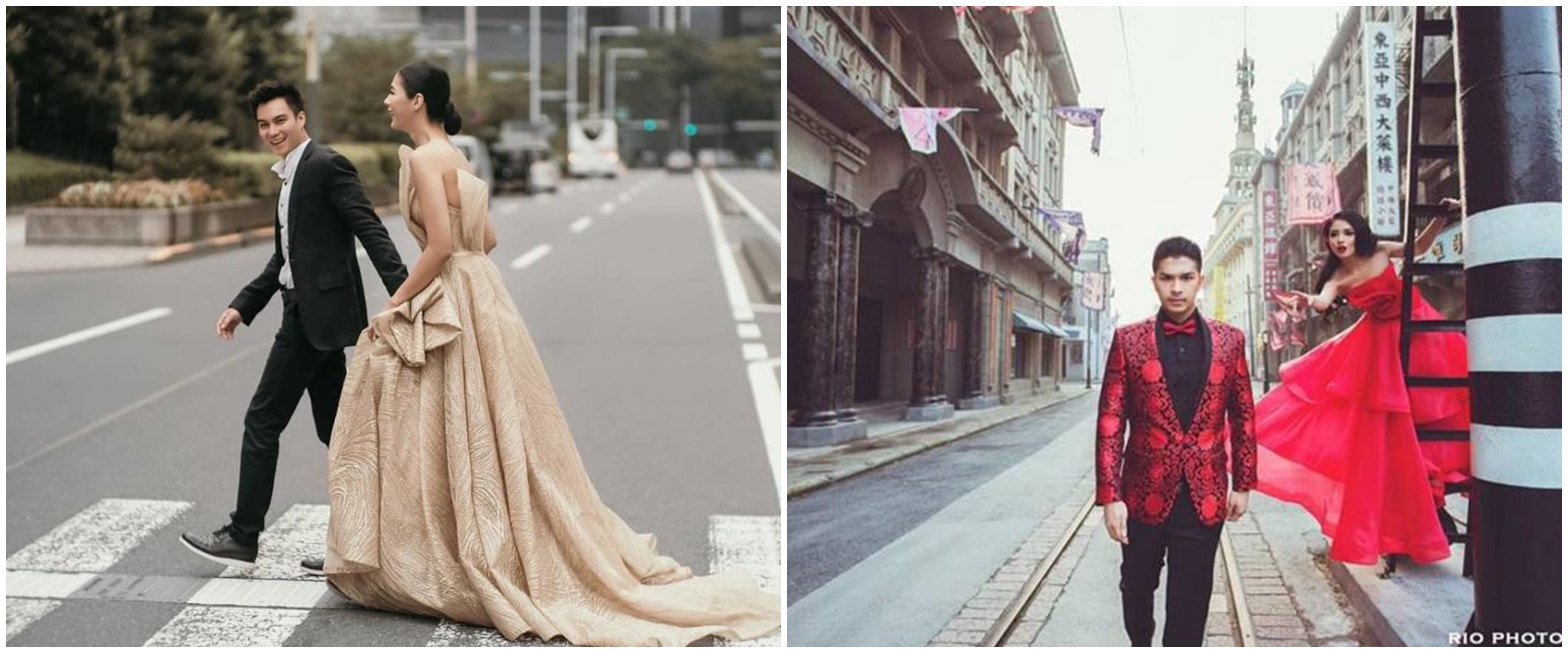 Gaya foto prewedding 7 pesinetron, Masayu Clara pose depan gerobak