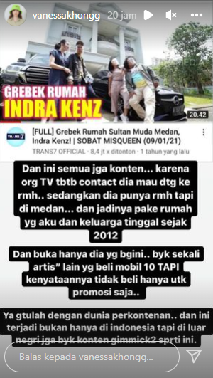 Vanessa Khong angkat bicara soal rumah Indra Kenz, semua hanya konten