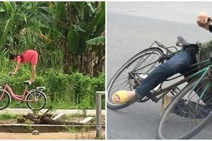 13 Potret lucu orang naik sepeda, aksinya bikin geleng kepala