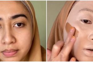 Potret perubahan wanita sebelum dan usai makeup 10 lapis, bikin takjub