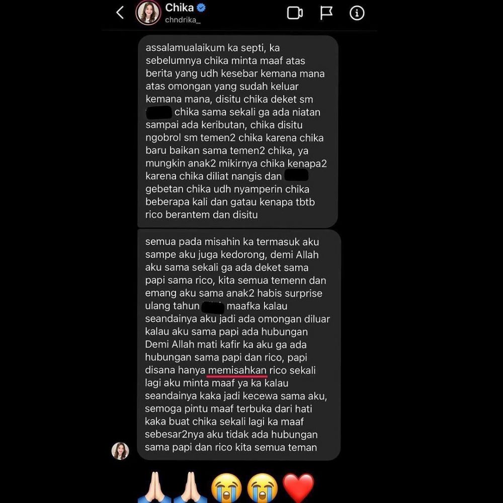 Chandrika Chika minta maaf ke istri Putra Siregar, beri klarifikasi
