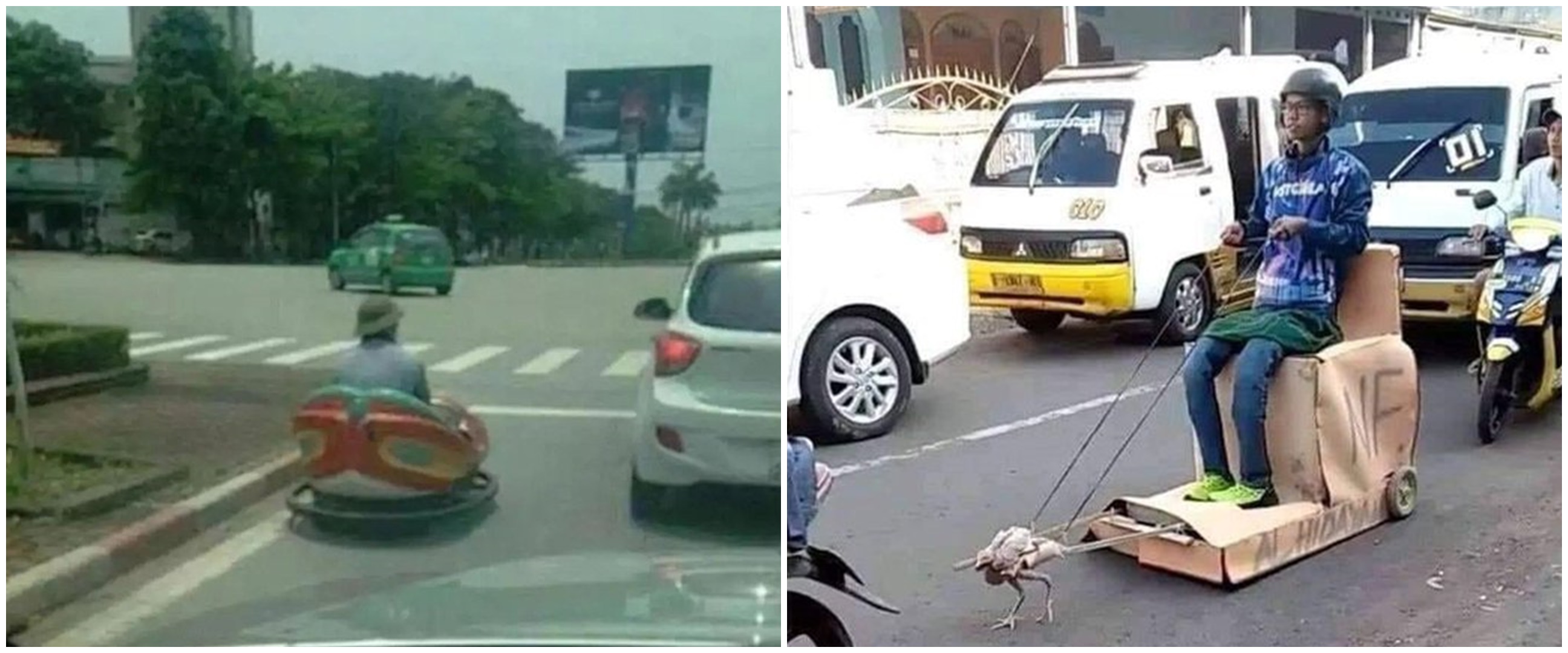 13 Potret lucu kendaraan berhenti di jalan, aneh-aneh bentuknya