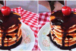 Resep pancake topping cokelat tanpa telur, lembut dan praktis