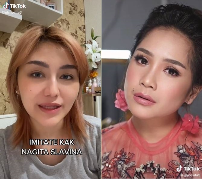 Transformasi makeup wanita dandan jadi Nagita Slavina, mirip banget