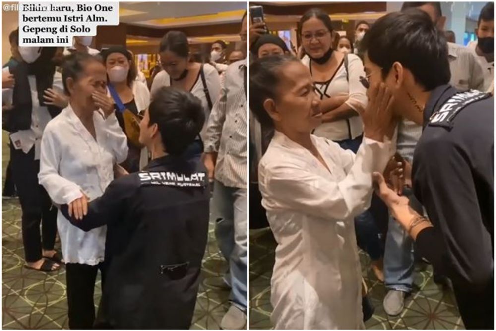 Momen pertemuan Bio One dengan istri mendiang Gepeng, bikin haru