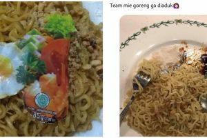 15 Potret nyeleneh orang makan mi goreng, bikin heran