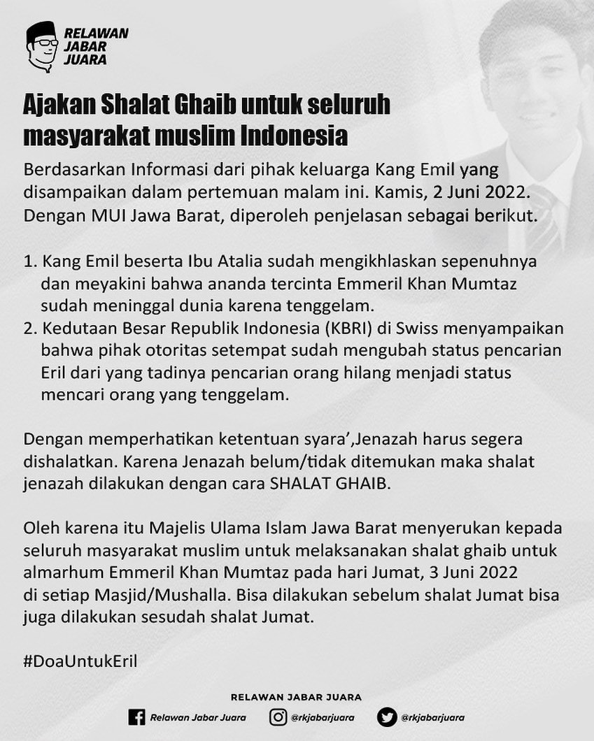 9 Hari hilang, KBRI ubah status pencarian Eril jadi orang tenggelam