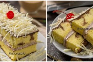 Resep sponge cake topping keju parut, lembutnya bikin nagih