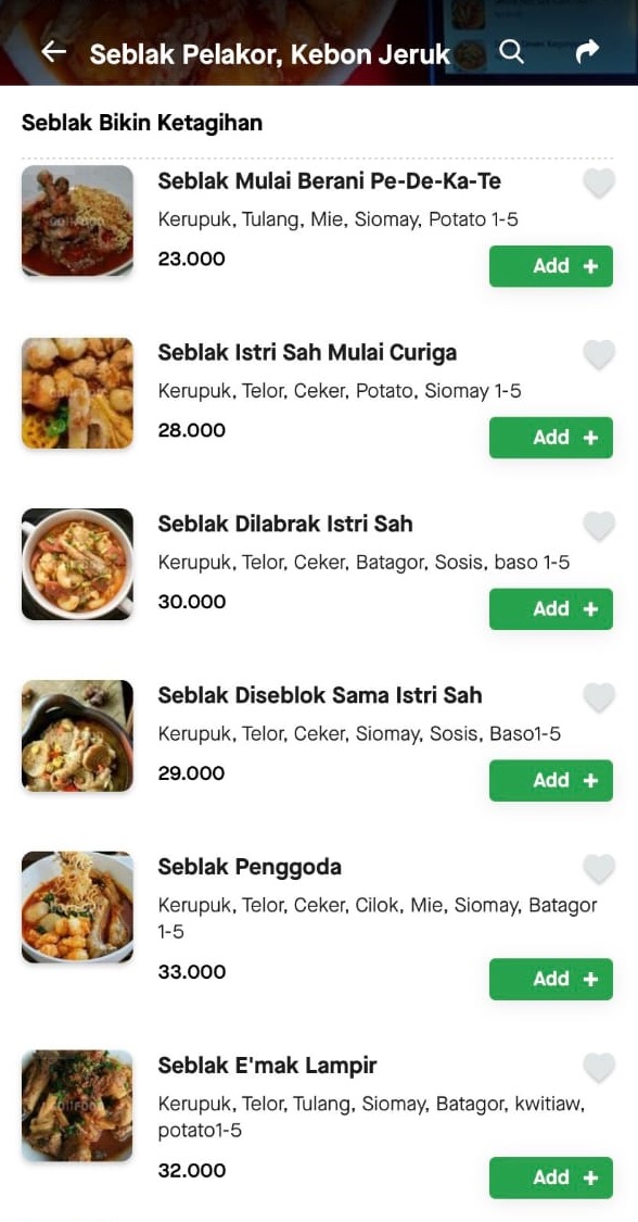 21 Nama makanan kocak di aplikasi ojek online ini bikin heran