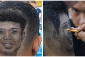 Aksi tukang cukur rambut gambar wajah Eril, hasilnya tuai pujian