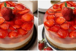Resep dan cara membuat strawberry puding cake, cocok buat kue ultah