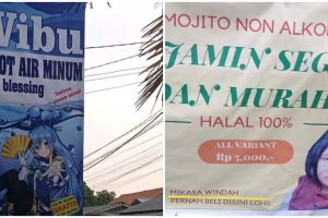 11 Spanduk dagangan bertema anime ini bikin wibu semringah