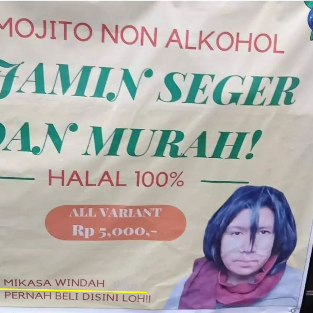 11 Spanduk dagangan bertema anime ini bikin wibu semringah