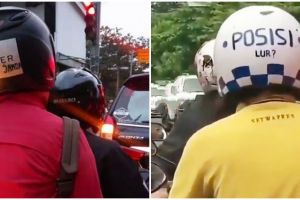 13 Tulisan lucu di helm pengendara ini bikin nggak fokus di jalan