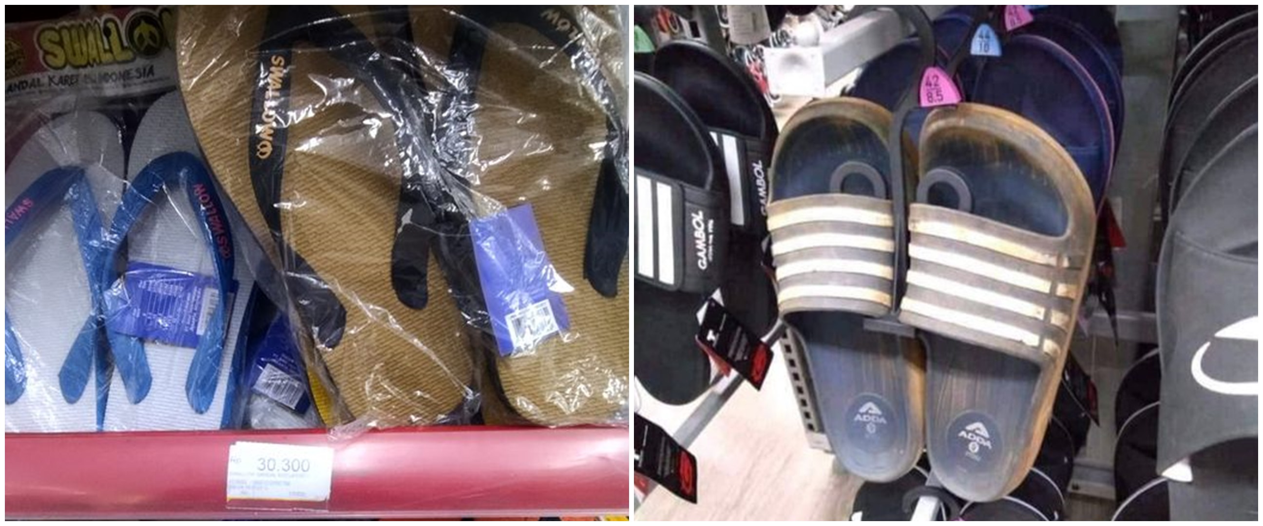 9 Momen absurd sandal jepit diletakkan sembarang tempat