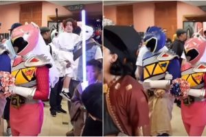 Berani tampil beda, pasangan ini menikah pakai cosplay power ranger