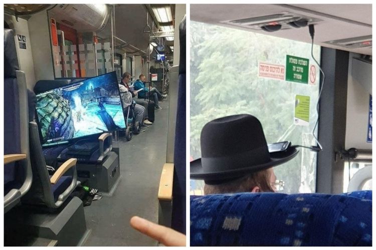 11 Potret absurd gunakan gadget di transportasi umum, asik sendiri