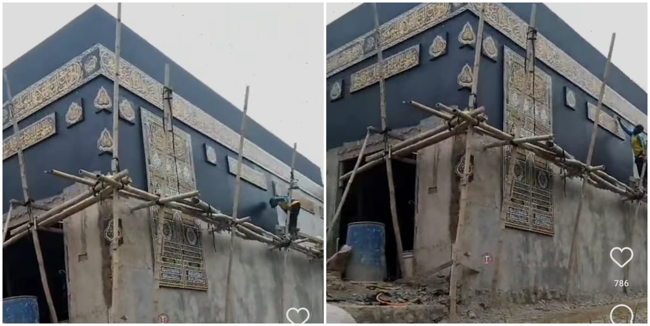 Warga desa bangun masjid berbentuk Kakbah, serasa ibadah di Makkah