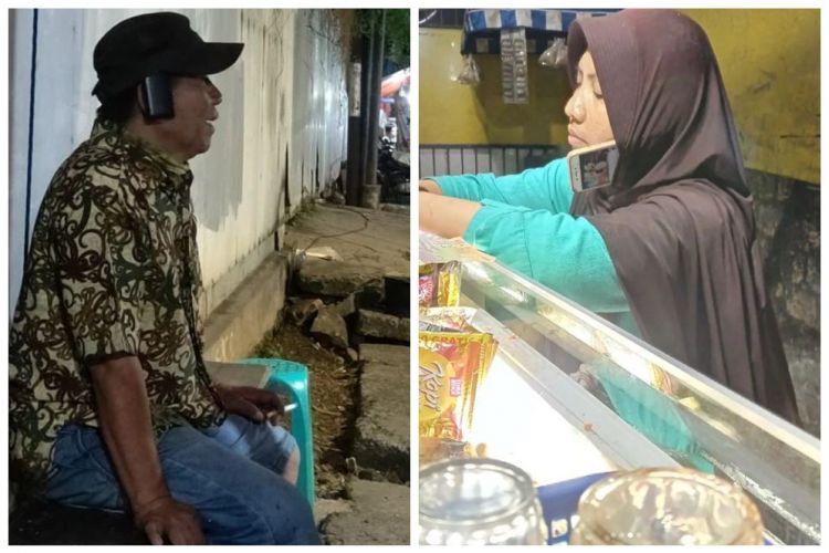 11 Cara unik orang pakai HP untuk telepon, diselipin ke jilbab
