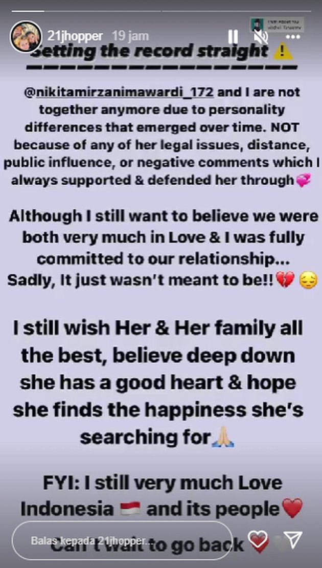 Pacaran 3 bulan, John Hopkins ungkap alasan putus dari Nikita Mirzani