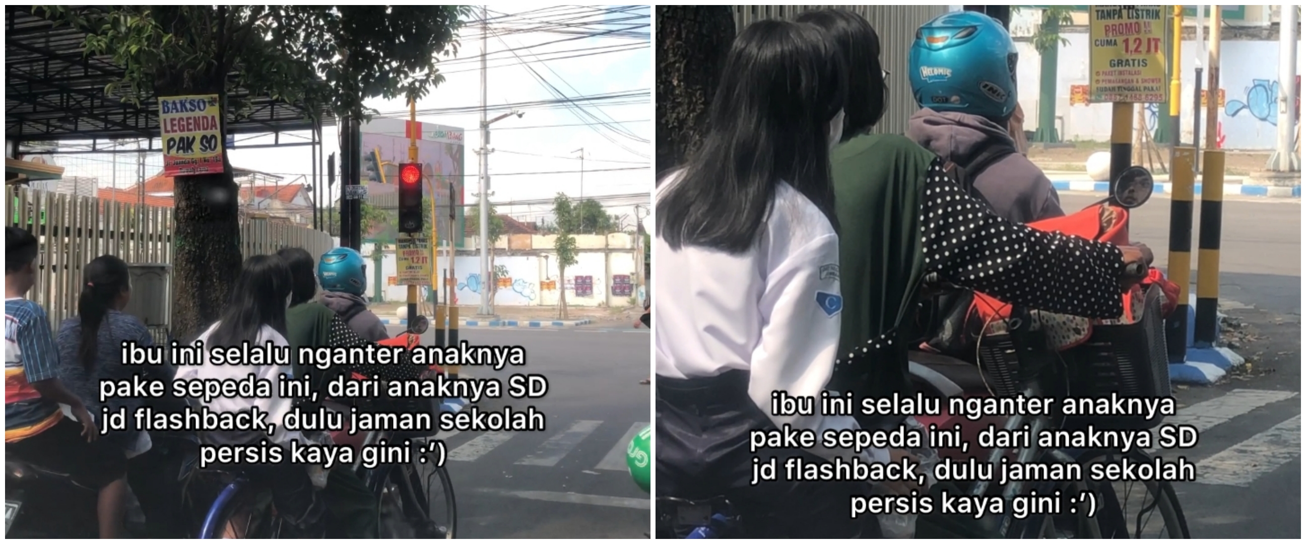 Ibu antar anaknya sekolah pakai sepeda sejak SD, kisahnya mengharukan