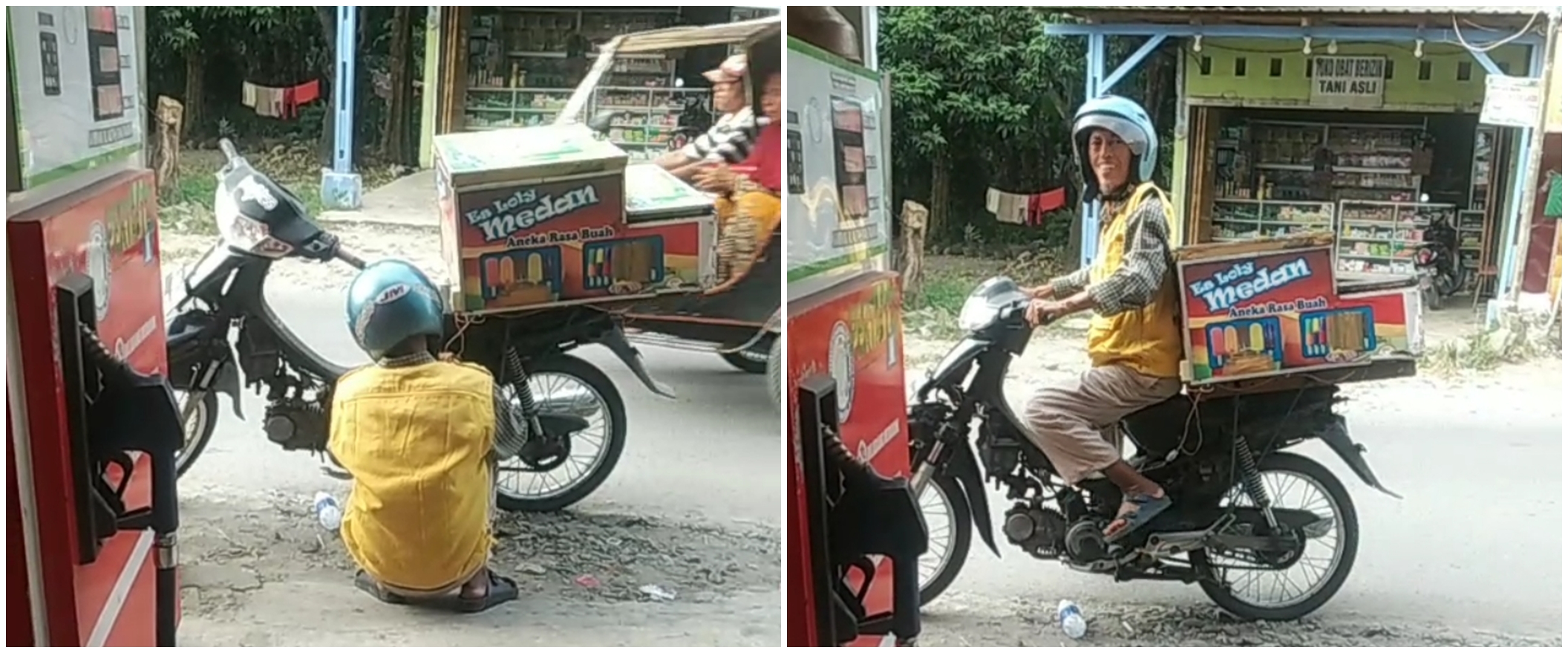 Pedagang es ini tukar dagangannya dengan bensin, alasannya bikin haru