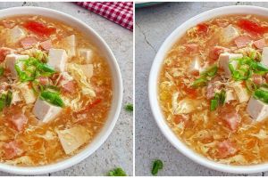 Resep tofu egg drop soup, praktis cuma tiga langkah