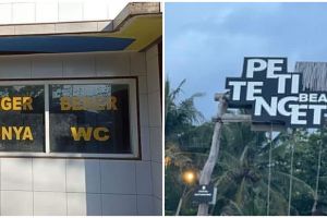 11 Tulisan absurd di tempat umum ini susah dibaca, bikin pusing