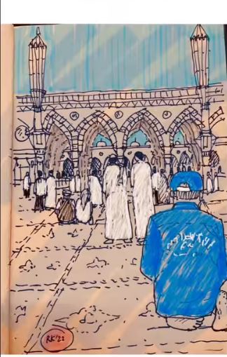 Momen Ridwan Kamil dan Zara bikin sketsa Masjid Nabawi, hasilnya keren