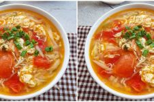 Resep tomato egg drop soup with crab stick, kuah segarnya bikin nagih