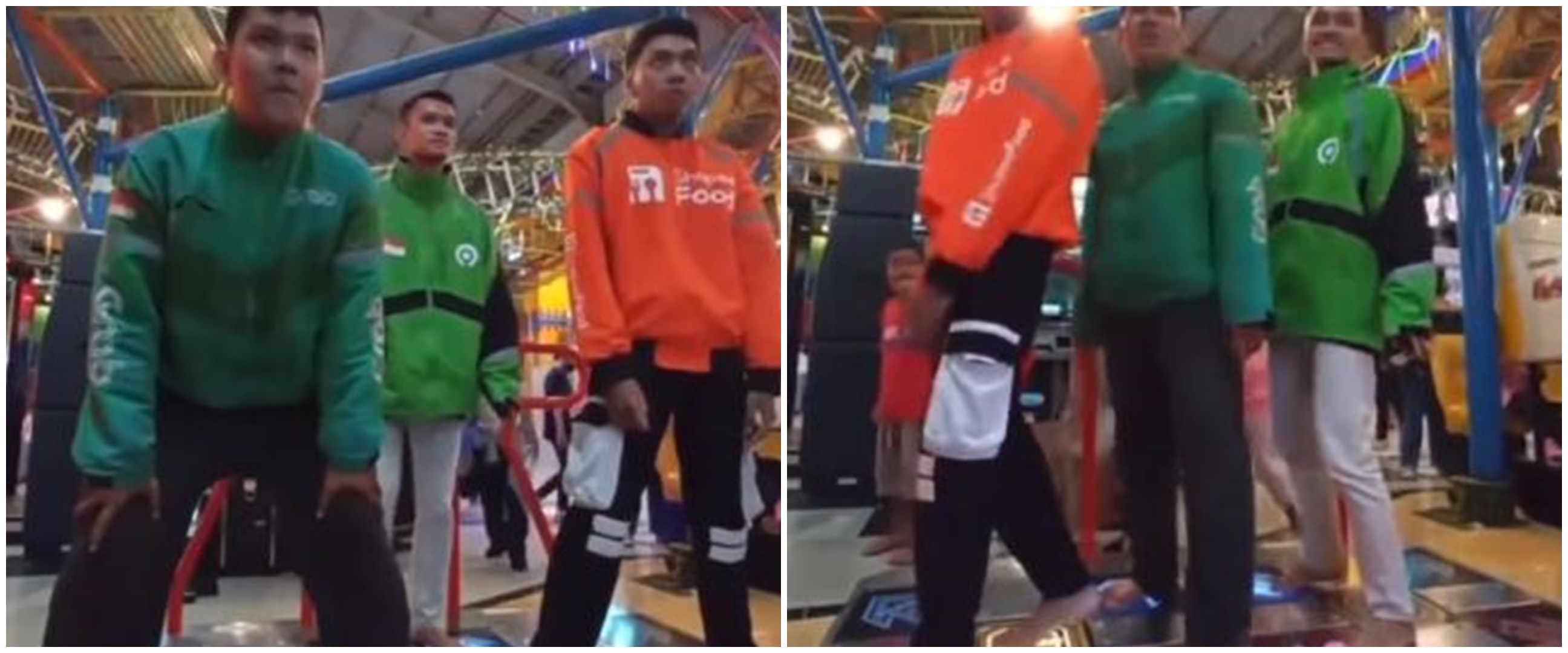 Aksi driver ojek main mesin dance, kompaknya bak boyband Korea