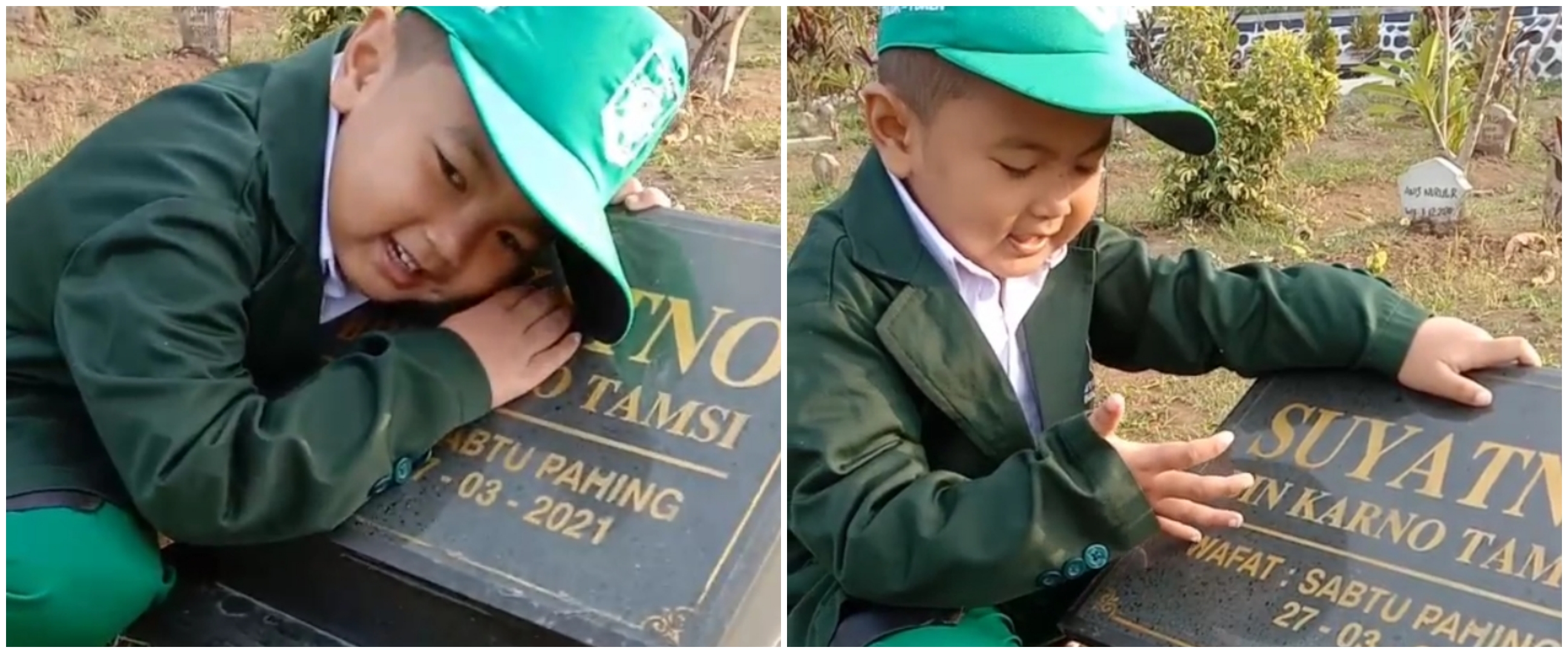 Bocah ke makam ayah untuk pamit sekolah, kisahnya menguras air mata