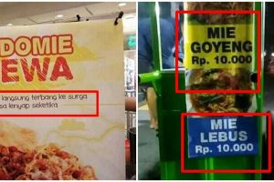 11 Spanduk kocak pedagang mi ini bikin senyum lebar