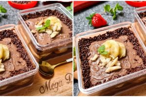 Cara membuat banana choc dessert box, tanpa mixer dan simpel