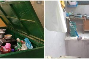 11 Aksi lucu bikin meja dapur pakai barang seadanya, kreatif abis