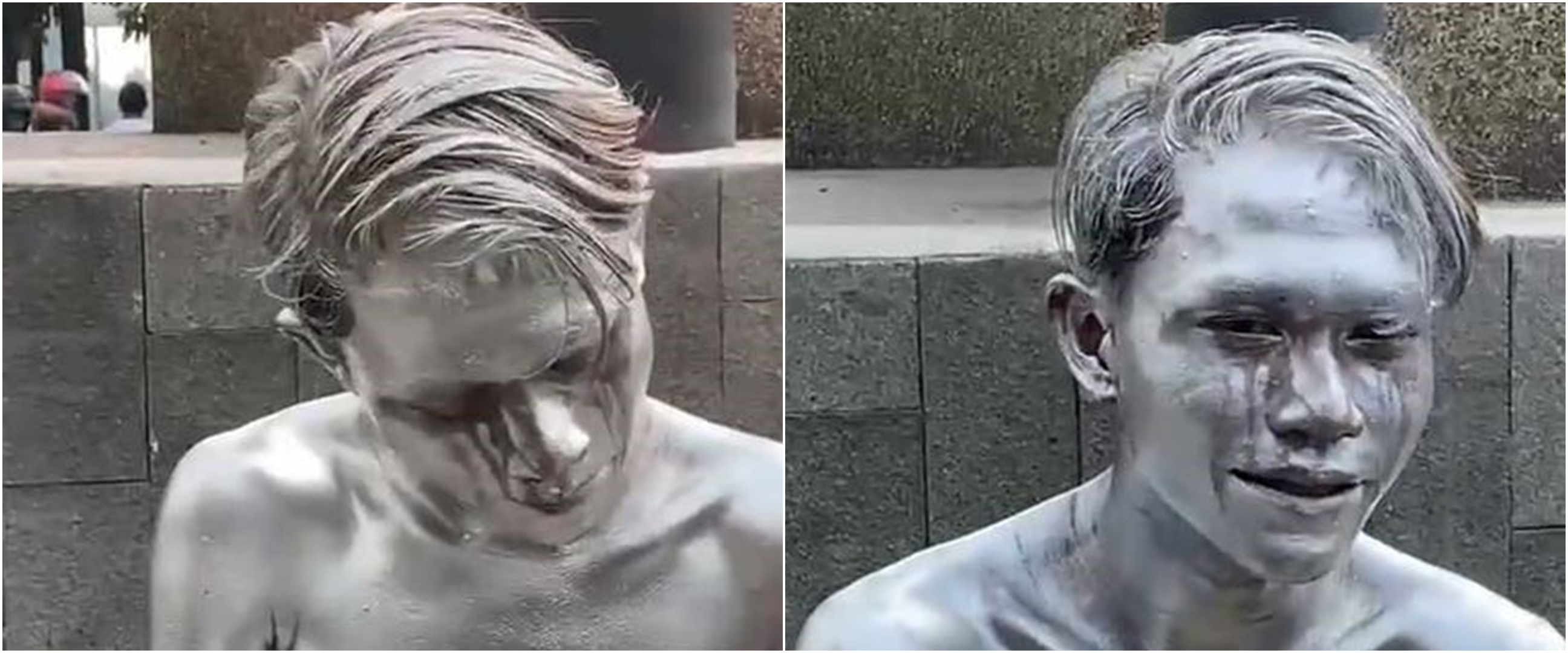 Nyesek, perjuangan manusia silver mengais rezeki meski mata pedih