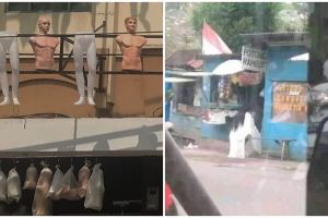 9 Penampakan di depan toko ini potretnya bikin orang senam jantung