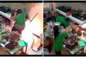 Tabung gas terbakar, aksi ibu-ibu padamkan api ini bikin salut