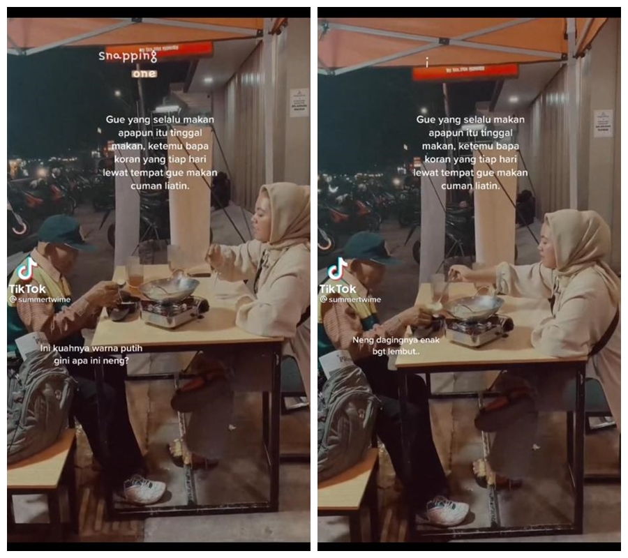 Wanita ini ajak kakek loper koran makan bareng, momennya mengharukan