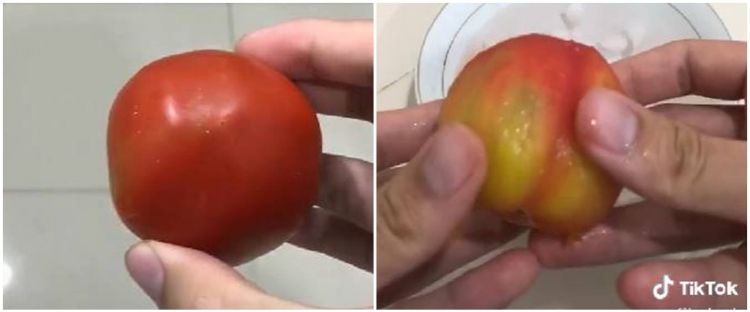 Cara cepat mengupas kulit tomat tanpa pisau, mudah ditiru