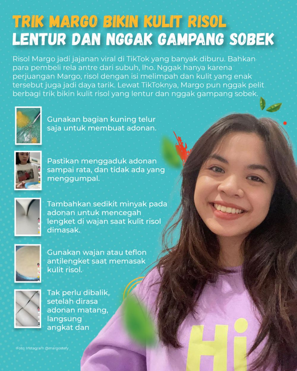 Trik bikin kulit risol ala Margo, lentur dan nggak mudah sobek