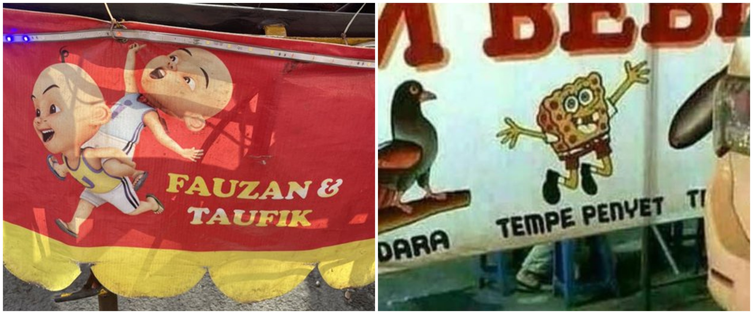 11 Spanduk karakter kartun ini tulisannya malah bikin bingung