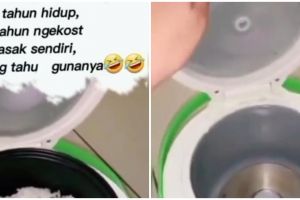 Wanita ini tunjukkan fungsi lain dari tutup rice cooker, praktis abis