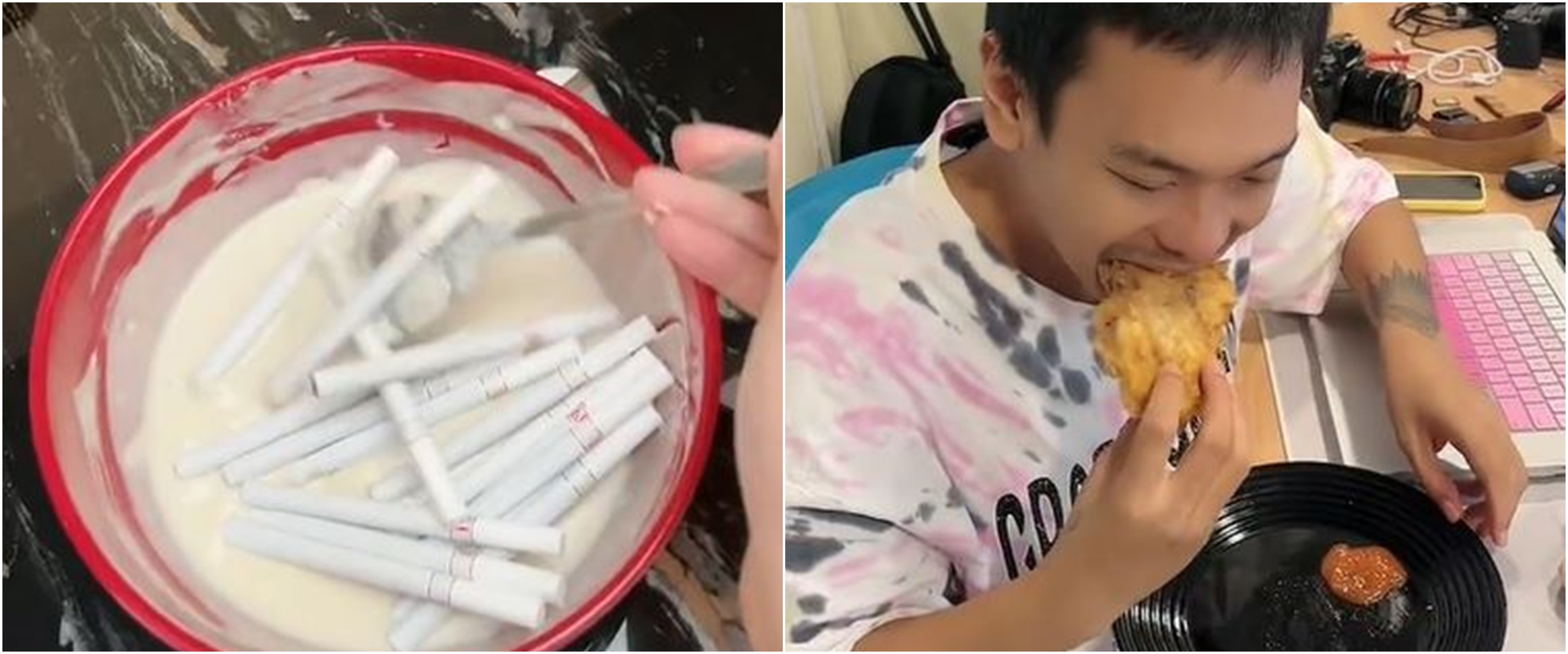 Aksi istri goreng rokok pake tepung, reaksi suaminya tak terduga