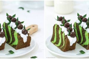 Resep chiffon cake cokelat pandan, lembut, enak, dan bikin nagih