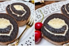 Resep dan cara membuat roll cake ketan hitam isi keju, enak