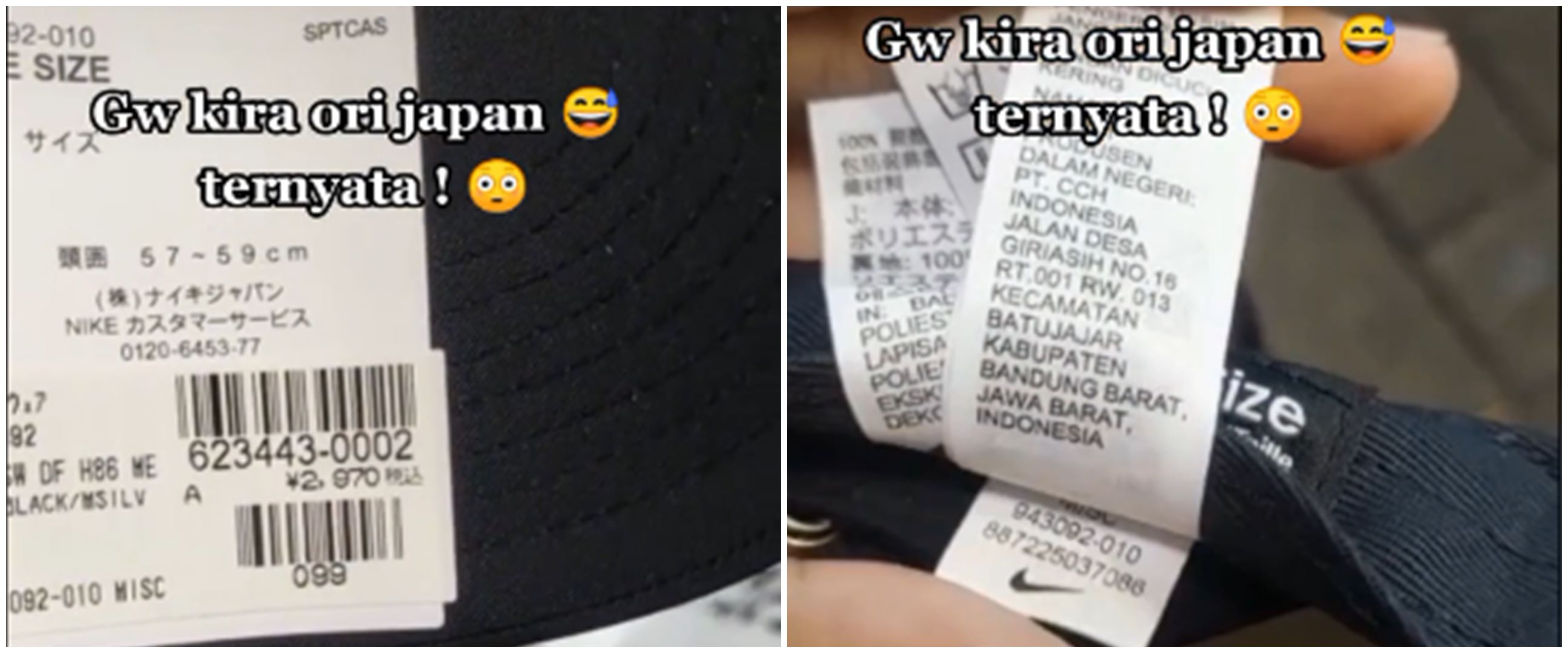 Kagetnya pria ini, beli topi Nike asli di Jepang tapi buatan Indonesia