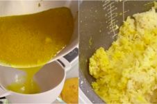 Cara bikin nasi kuning pakai air sisa ungkepan ayam, super praktis
