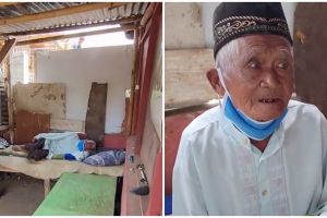 Kisah haru kakek hidup sebatang kara di kuburan, tidur di gubuk